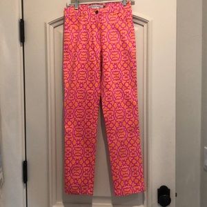 pink and orange Gretchen Scott spandex jeans